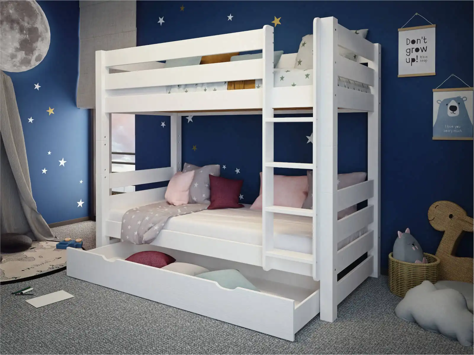 Sosnowe białe łóżko piętrowe Jan 8 Sosnowe białe łóżko piętrowe Jan - obrazek 8