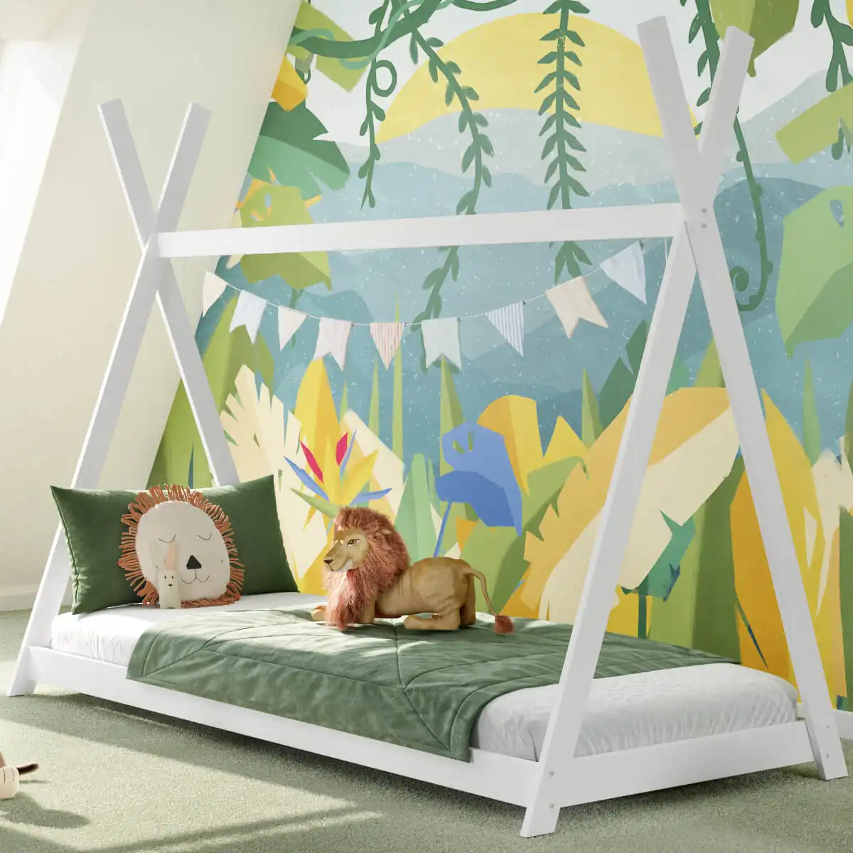 Białe bukowe łóżko Tipi 1 Białe bukowe łóżko Tipi