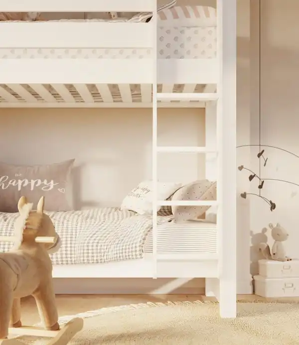 Sosnowe białe łóżko piętrowe Jan 2 Sosnowe białe łóżko piętrowe Jan - obrazek 2