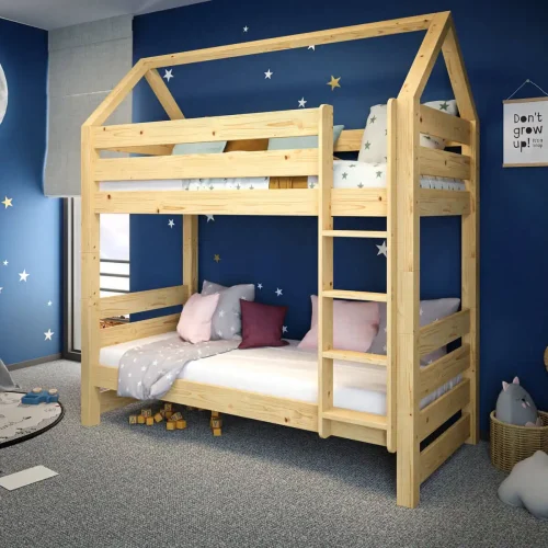 Łóżko piętrowe Jan z daszkiem