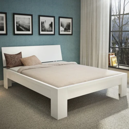 Bukowe Białe Łóżko Calm