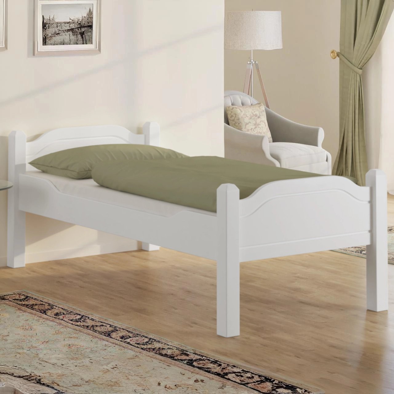 Białe łóżko sosnowe Liva SENIOR 1 Białe łóżko sosnowe Liva SENIOR