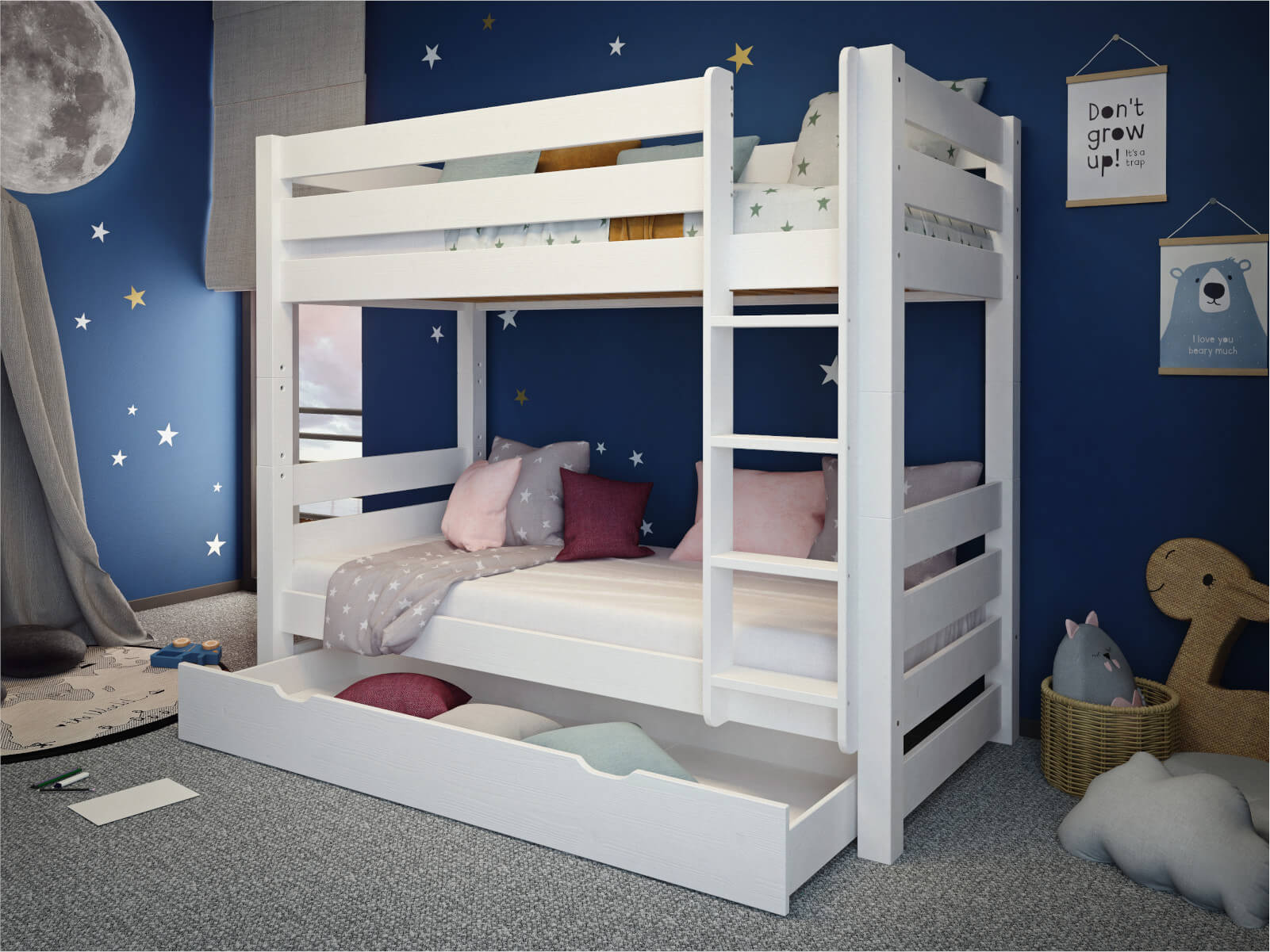 Szuflada na pościel do łóżka Jan/3 osobowego/Sen Trio biała 2 Szuflada na pościel do łóżka Jan/3 osobowego/Sen Trio biała - obrazek 2